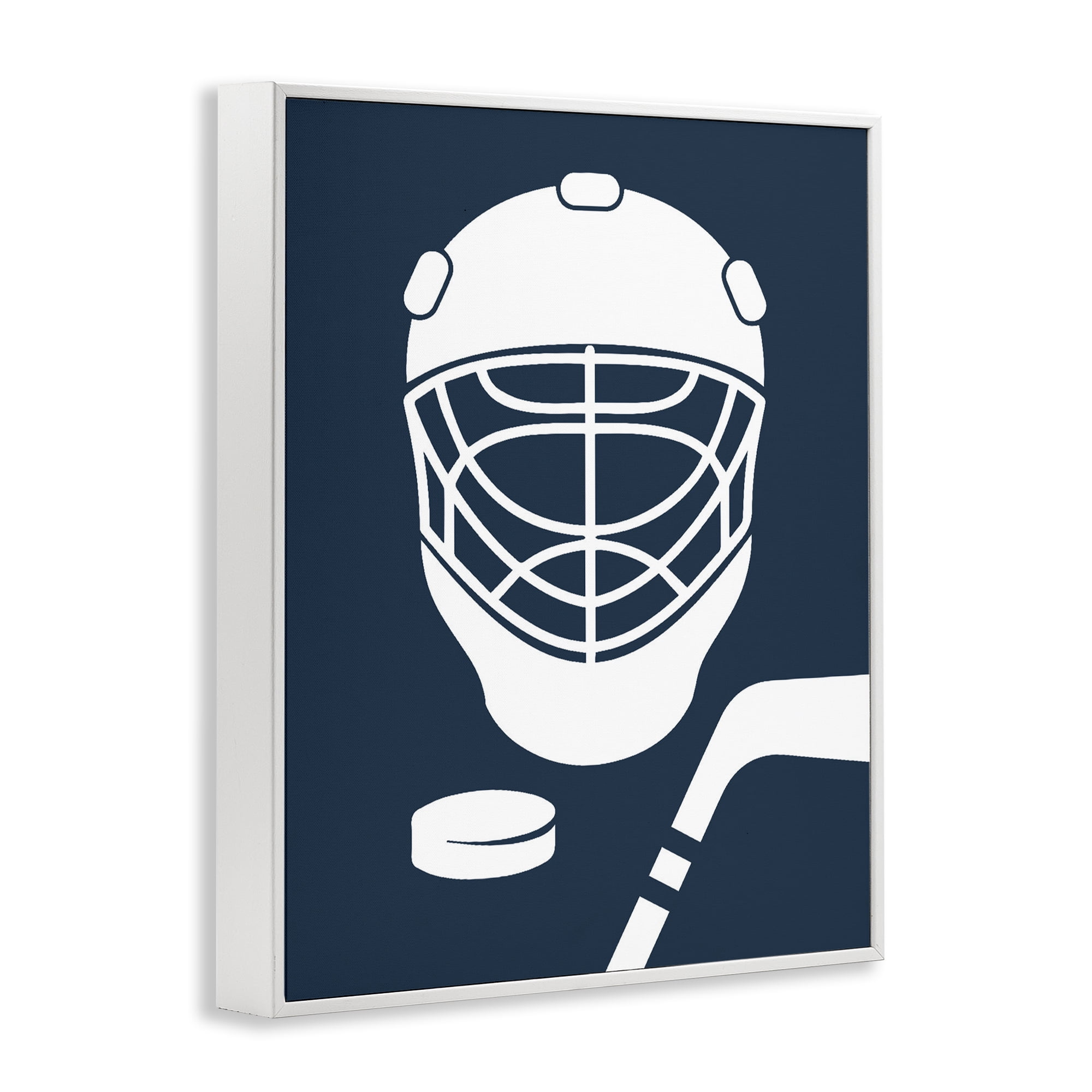 Stupell Industries Hockey Mask Blue & White White Framed Giclee Art, design by Melody Hogan