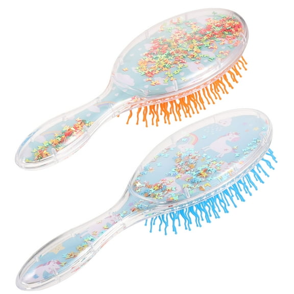 SHOWERORO Hair Care Comb Paddle Hair Brush Pink with Unicorn Design 2Pcs 8.5x2.4x1.6in