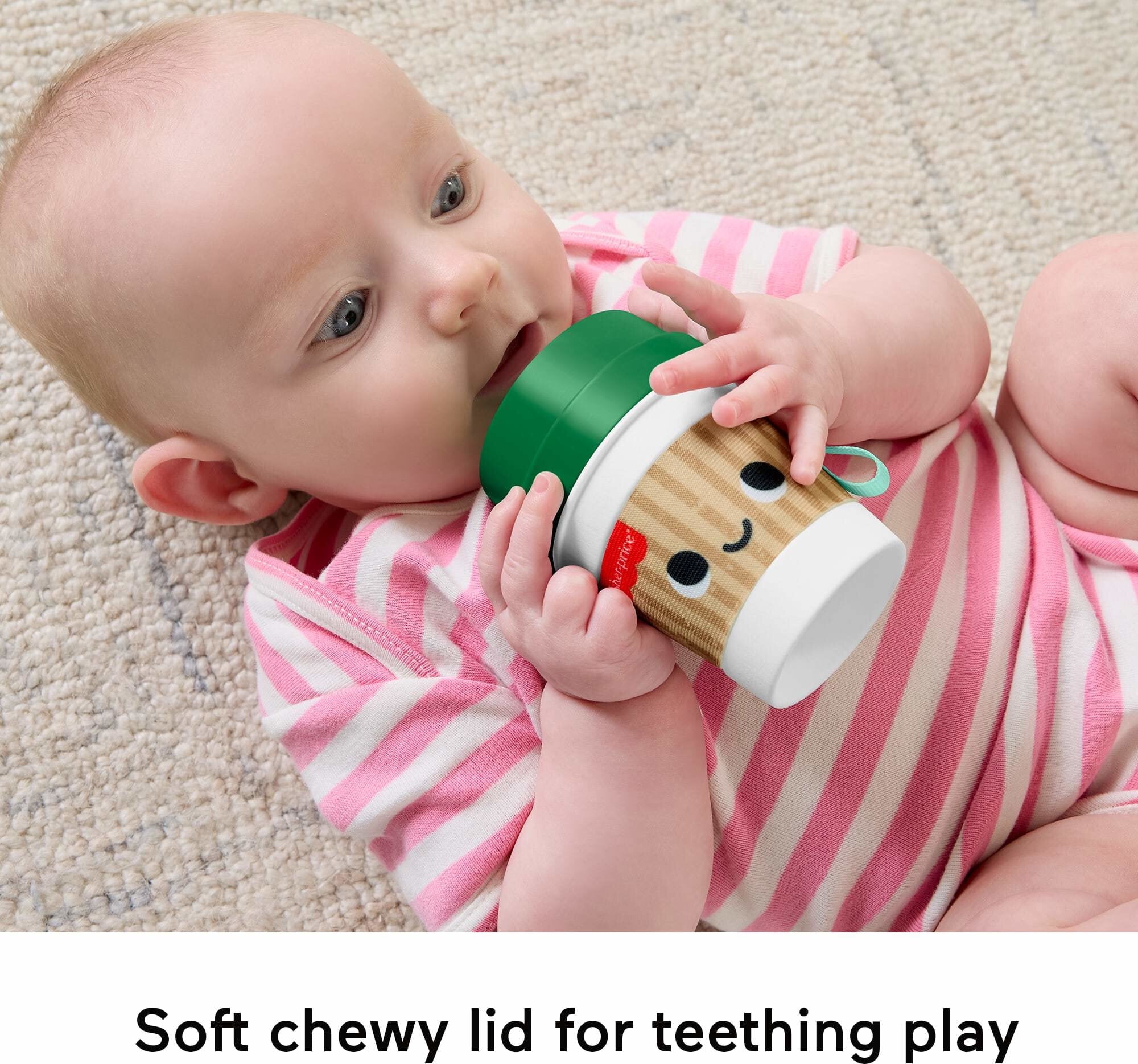 Fisher-Price Mini Me Moments Coffee Cup Teether Baby Rattle Toy for Newborn Sensory Play