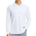 thumbnail image 2 of WTOBBY Men's Casual Golf Shirt with Raglan Long Sleeve, UPF 50+ Protection, and Lightweight Fabric for Comfortable Outdoor Use in Hot Weather ,White L, 2 of 7