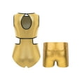 thumbnail image 2 of Moggemol Kids Girls Shiny Metallic Gymnastics Leotard Set For Figure Skating Dance Workout Gold 16, 2 of 7