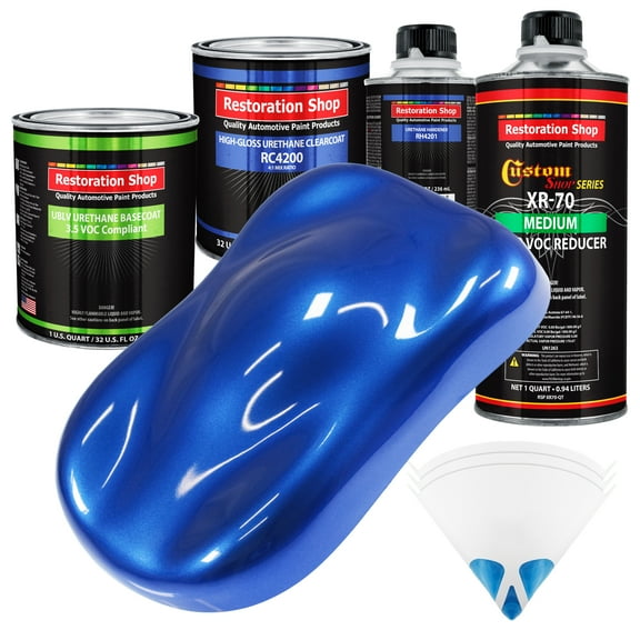 Daytona Blue Pearl Quart Kit Low VOC URETHANE BASECOAT Car Auto Body Paint Kit