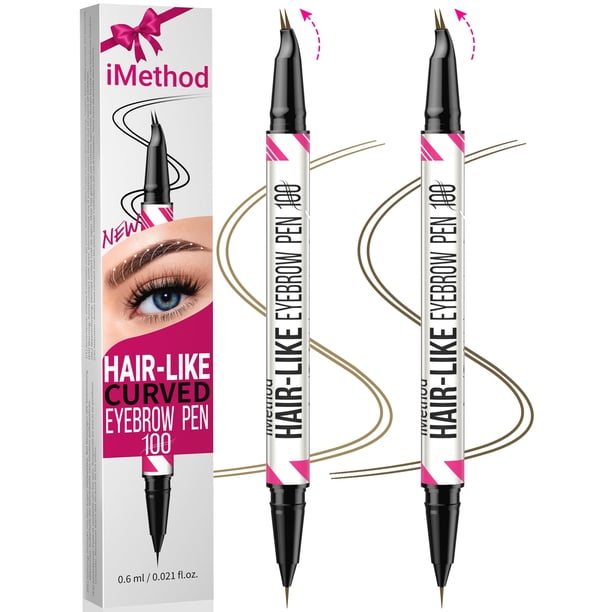 Lápiz para cejas iMethod con punta curva y punta de pincel precisa x2