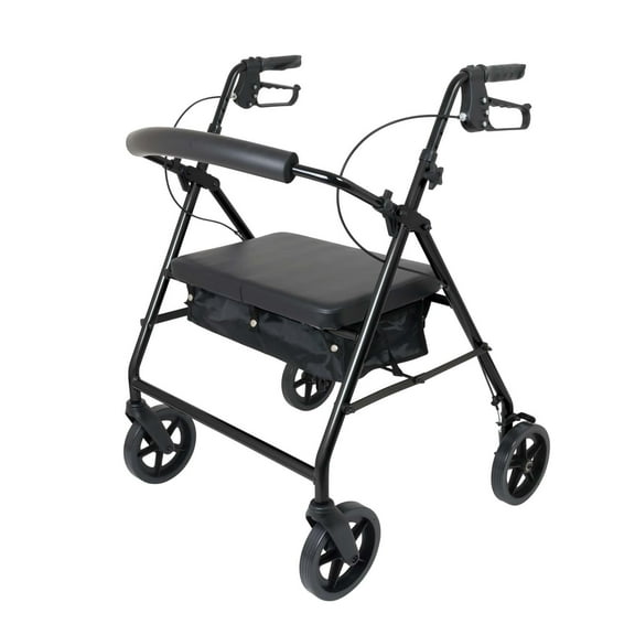 ProHeal Premium Foldable Lightweight Aluminum Rollator Walker with Seat – Rollator with Adjustable Height, Padded Seat, and 6 Inch Wheels