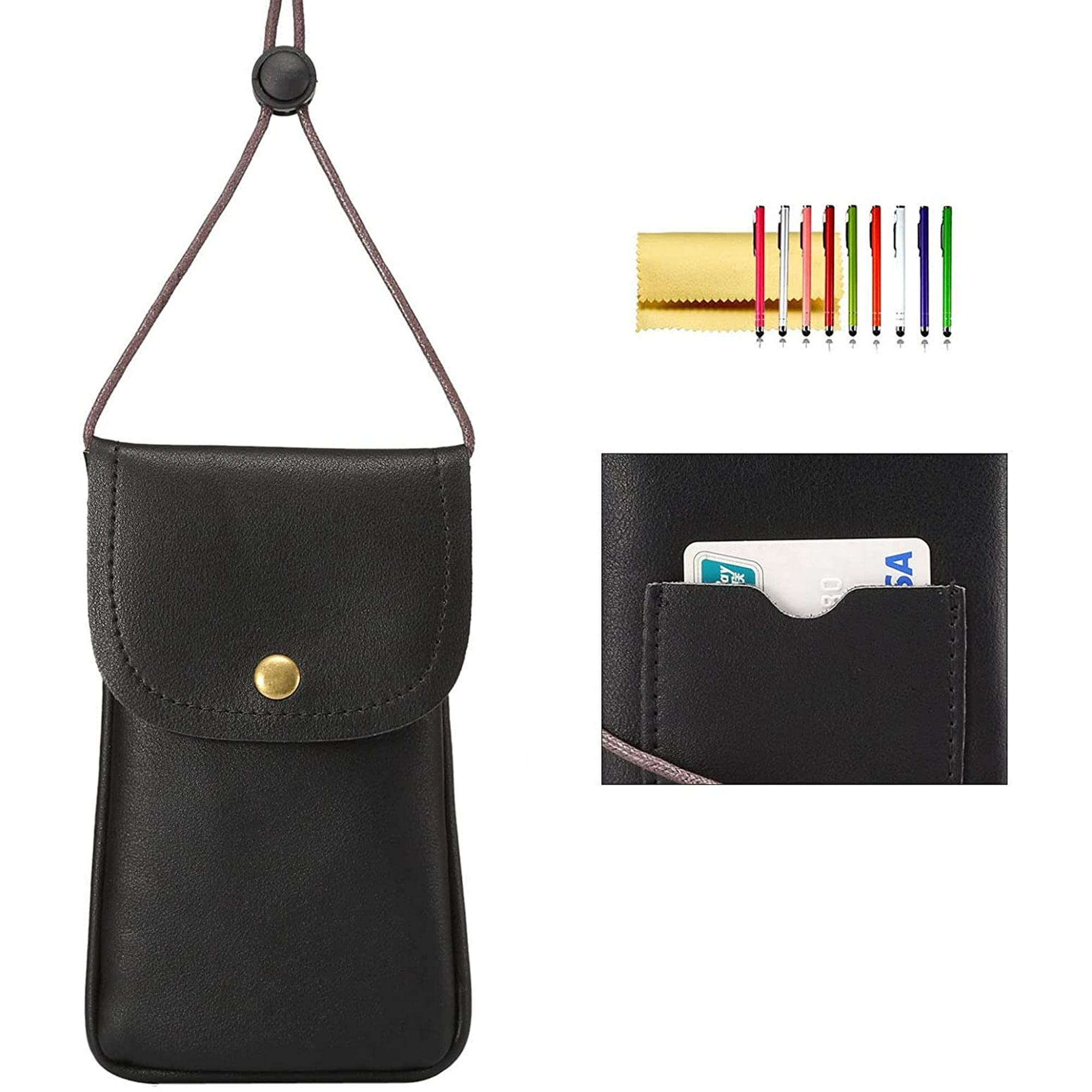 Cell Phone Neck Pouch ATTOE PU Leather Carrying Bag with Credit Card Holder Adjustable Strap Small Travel Purse for iPhone 11 XR XS Max SE 8 7 6 Plus Galaxy S10 S7