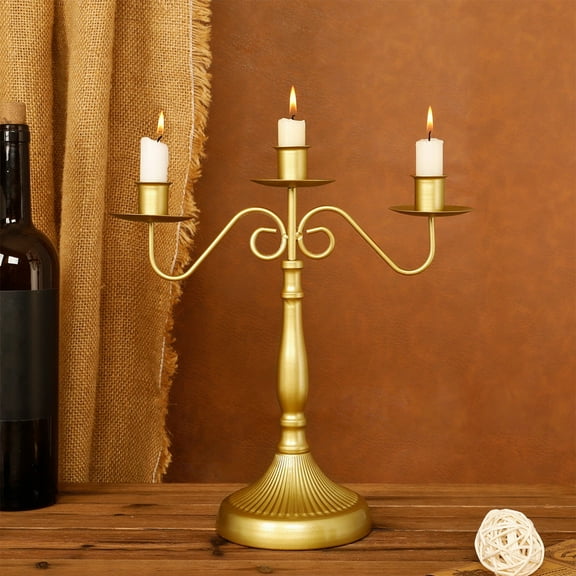 Iron Candlestick Holder - 12.6" Romantic Table Decor for Weddings, Parties & Holidays - 32x30x13cm Rustic Candle Stand with Wide Stable Base - Home & Event Decoration