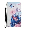 thumbnail image 5 of SaniMore for iPhone 15 Pro Max Wallet Case, Painted PU Leather for Women Men with Wrist Strap Magnetic Clasp Card Slots All-around Protective Shockproof Anti-fall Stylish Stand Shell, Purple Butterfly, 5 of 7