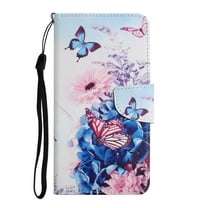 Allytech Samsung Galaxy A53 5G Case, PU Leather Colorful Pattern Flip Folio Stand Magnetic Closure Hand Wrist Cards Slots Wallet Case Cover for Samsung Galaxy A53 5G - Purple Flower