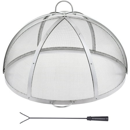 VEVOR 30" Fire Pit Round Wood Burning Spark Screen Cover Lid Stainless Steel