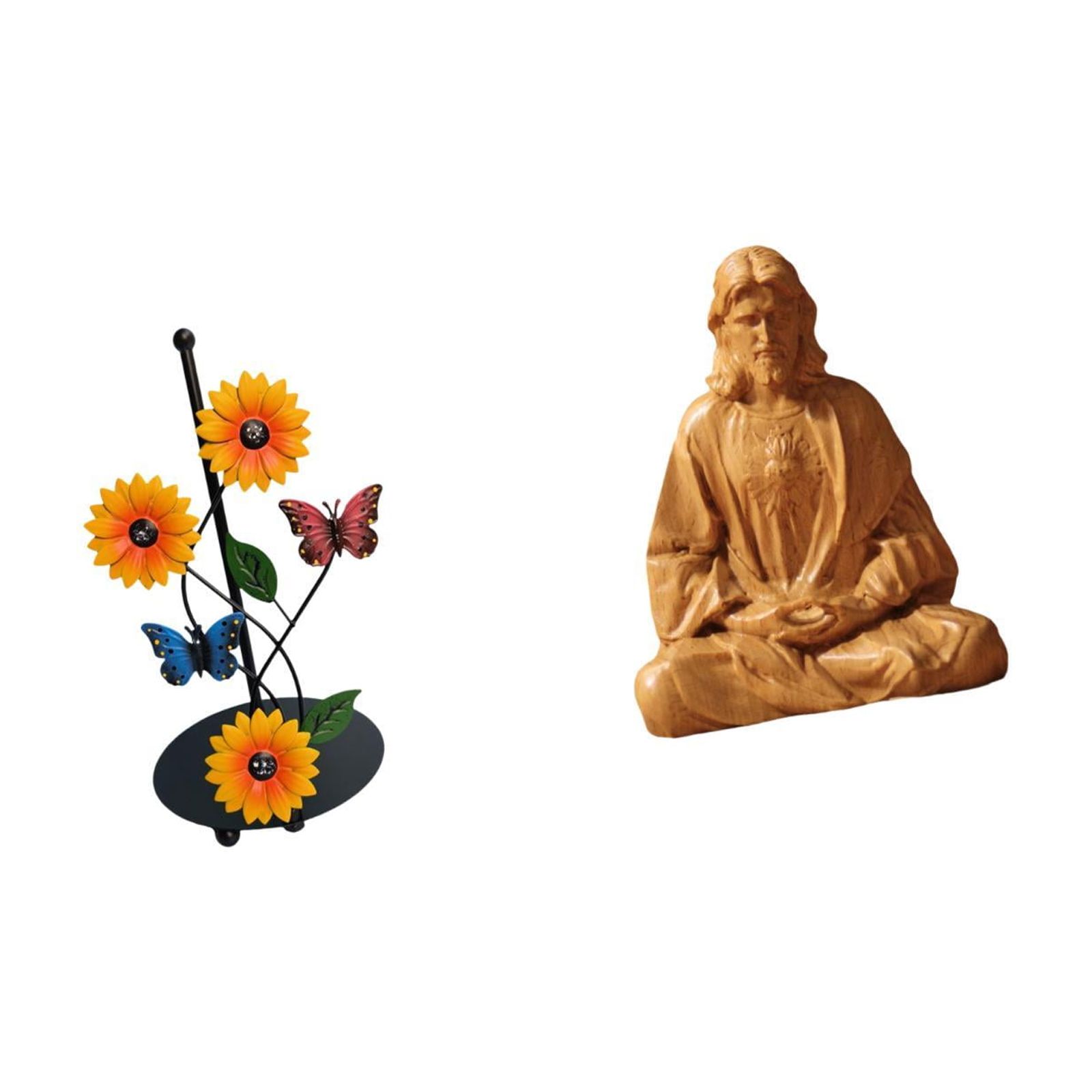 Fiocias Toilet Paper Holder Paper Towel Holder Countertop Heart of Jesus Statue Sacred Heart of Jesus Figurine Resin Iron Material Suitable for Kitc