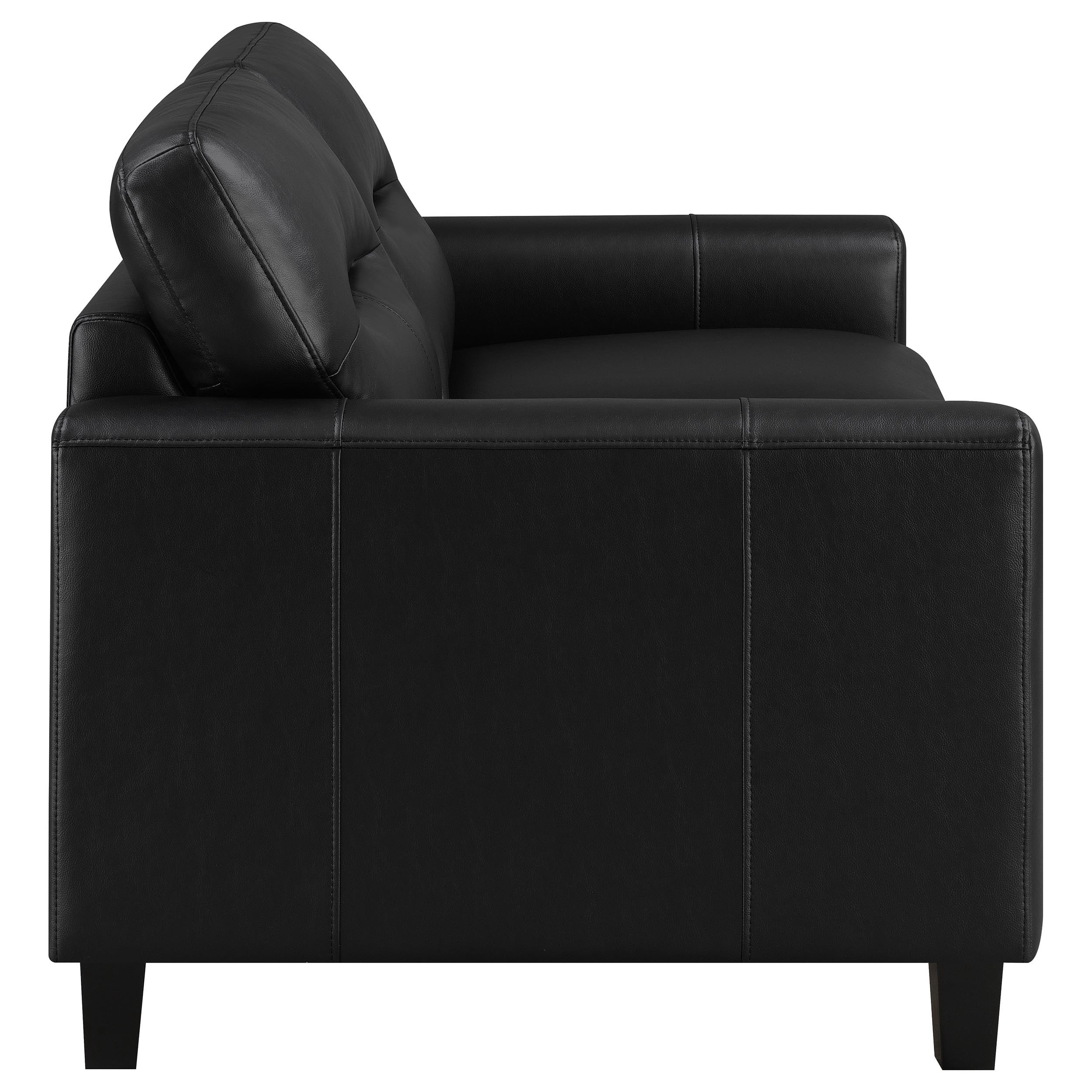 Coaster Scotland Faux Leather Upholstered Track Arm Loveseat in Black