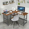 thumbnail image 3 of Topbuy L-Shaped Computer Desk Corner Gaming Desk Writing Studying Table PC Workstation for Home Office Brown, 3 of 5