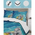 thumbnail image 4 of Quilts Twin Size Bedding Set, Summer Koala Lightweight Quilted Comforter, Blue Ocean Oil Painting Swimming Ring Soft Reversible Bedspread Coverlet with Pillow Covers for All Season, 68" x 86", 4 of 7