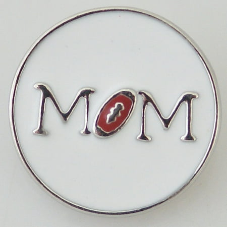 Sports Mom Charm - 1 PC 18MM Football Mom Ball Sports Silver Candy Snap Charm KB8066 CC0273