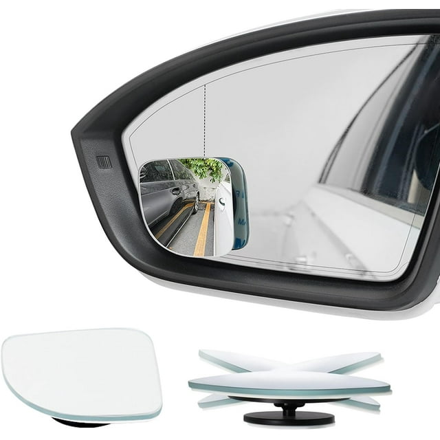 Yazoeia 2 Pack Blind Spot Mirrors, 2'' Fan Shape Waterproof HD Frameless Glass with Wide Angle, Self-Adhesive Adjustable Rear View Convex Mirrors Suitable for Car, RV, SUV, Truck CJC912-115727