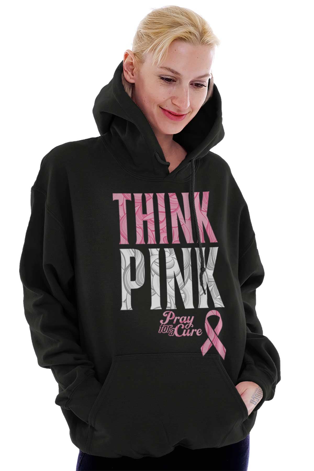Women's Breast Cancer Awareness PINK Ribbon survivor Support Girl Power Hoodie