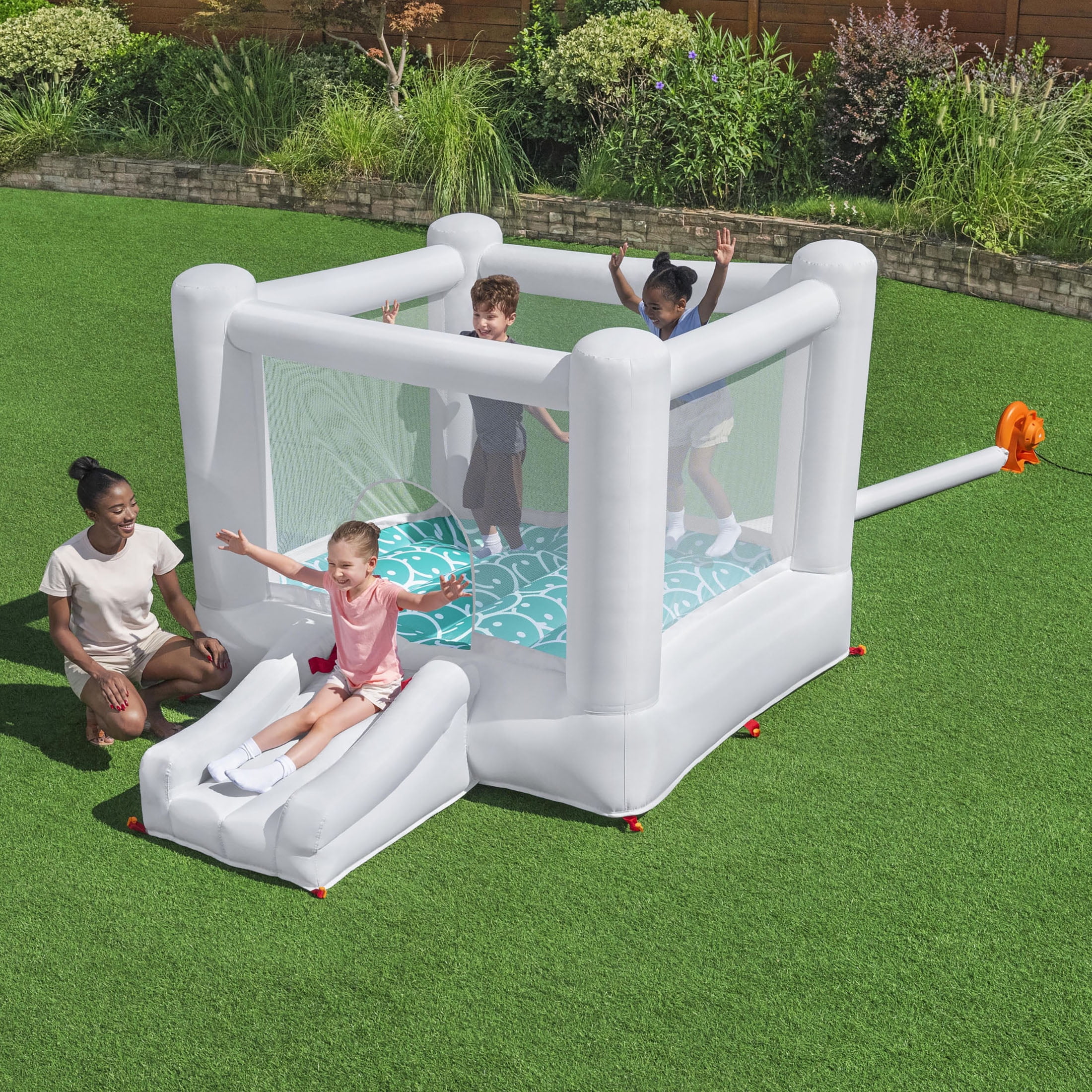 H2OGO! Jump & Joy Kids White Bounce House with Slide and Blower, Indoor/Outdoor, Ages 3+