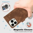 thumbnail image 4 of Nalacover Retro Wallet Case for iPhone 14 Pro Max, Premium PU Leather Shockproof Case with Card Slots Holder Kickstand Magnetic Clasp Phone Cover Vintage Design Wrist Strap Flip Folio Case,Brown, 4 of 11