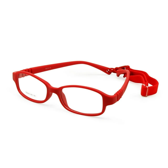 Gafas para niños y niñas, montura de gafas ópticas con correa, tamaño 49-16,6-8 años sin tornillo, gafas flexibles de una pieza para niños con cordón