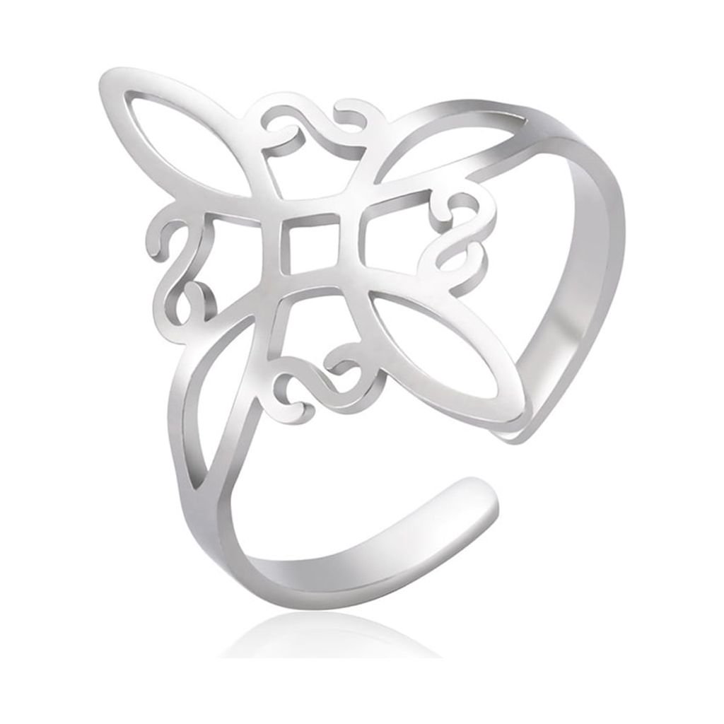 Stainless Steel Adjustable Finger Rings Witches Knot Rings Geometric Celtic Knot