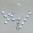 thumbnail image 3 of White Milky Opal Gemstone Necklace Set Handmade Oval Shape Solitaire Jewelry Set, 3 of 3
