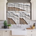 thumbnail image 2 of Beach Ocean Wave Curtain Valances Set Abstract Art Coastal Brown Gradient Kitchen Curtains 36&nbsp;inch Length Rod Pocket Valance and Tiers 3 Piece Set Small Bedroom Bathroom Laundry Decor, 2 of 9