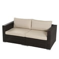 thumbnail image 5 of GDF Studio Raleigh Outdoor 5 Piece Wicker Sectional Sofa Set with Cushions, Beige, 5 of 8