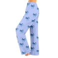 thumbnail image 2 of Women's Bowknot Print Plush Pajama Pants, Soft Fleece Casual Sleep Lounge Trousers Warm Nightwear Slacks, Sky Blue, S, 2 of 5