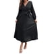 thumbnail image 2 of Sunloudy Vestido casual para mujer, cuello en V, manga larga, color sólido, cintura alta, plisado, vestidos largos con cinturón Sunloudy S M L XL, 2 of 8