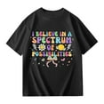 thumbnail image 6 of MIXUE Kids Girls Tops & T-Shirts Summer Letter Print Round Neck Short Sleeve Loose Tshirts Outwear,Black,5-6 Years, 6 of 8