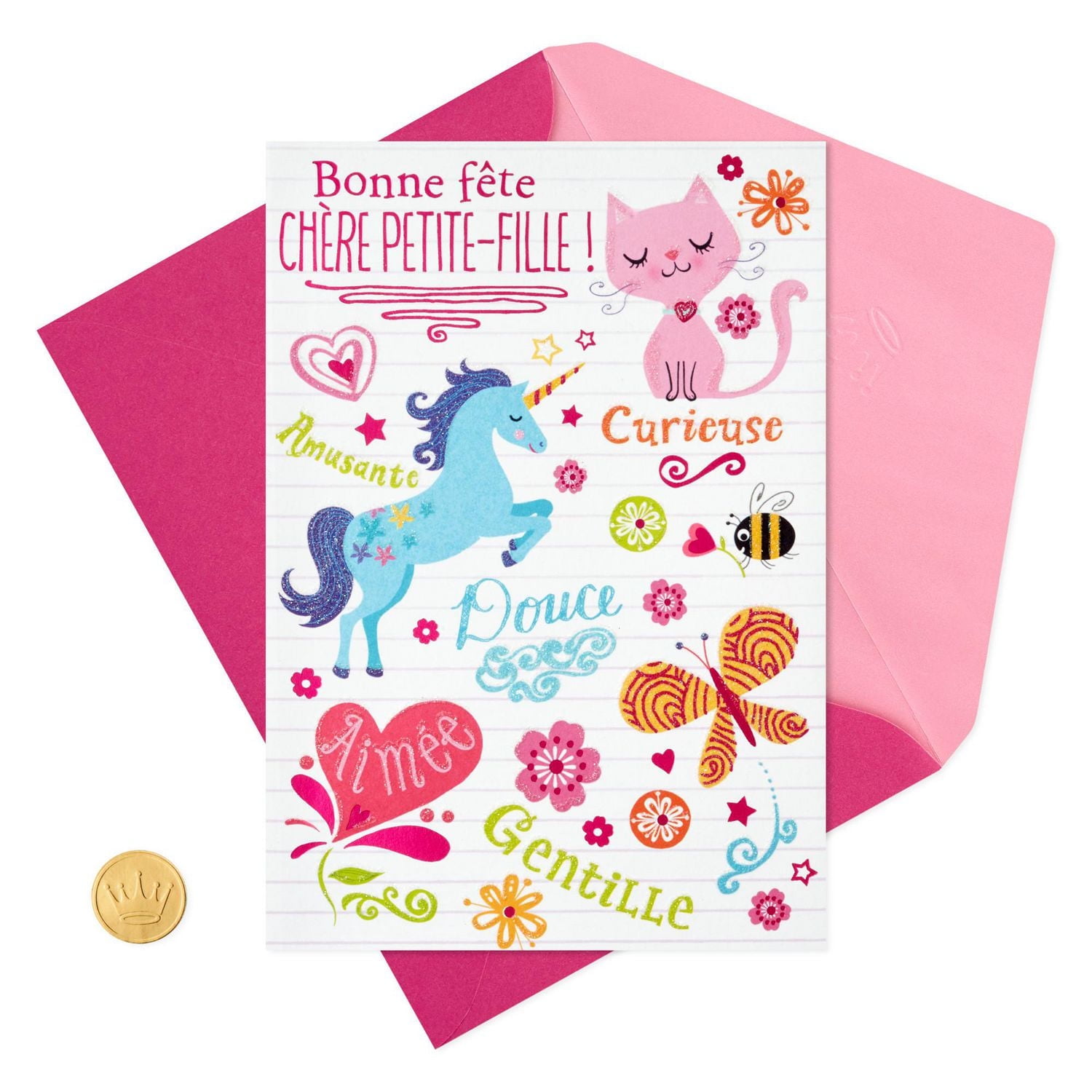 Carte de fête pour une petite-fille – Hallmark (Licorne, chat)
