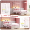 thumbnail image 4 of EnHomee Canopy Bed Frame Full with Headboard Upholstered Bed Frame with 2 Storage Drawers & LED Lights & Charging Station & 4 Removable Posts,Beige, 4 of 9