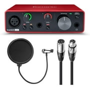 Focusrite Scarlett Solo 3rd Gen USB Audio Interface Bundle with 25-Feet XLR Male to XLR Female Microphone Cable, and Pop Filter for Broadcasting and Recording Microphones (3 Items)