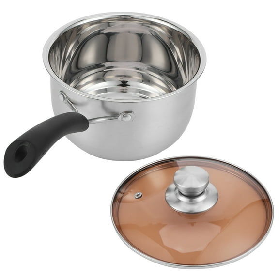 Saucepan with Lid, Stainless Steel Single Handle Soup Pot Cooking Boiling Pot with Stay Cool Handle Induction Pasta Soup Sauce Pan Pot for Home Kitchen Cooking