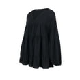 thumbnail image 3 of Women's Ruffle Tiered Lantern Sleeve Babydoll Oversized Long Sleeve Tops, Black, Large, 3 of 5
