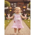 thumbnail image 4 of Newborn Infant Baby Girl Easter Dress Sleeveless Bow Bunny Embroidery Stripe Ruffle Dresses With Pocket Summer Clothes 0-3T, 4 of 10