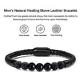 thumbnail image 4 of Ciana Men's Natural Healing Stone Leather Bracelet With Magnetic Closure (Black Onyx), 4 of 4