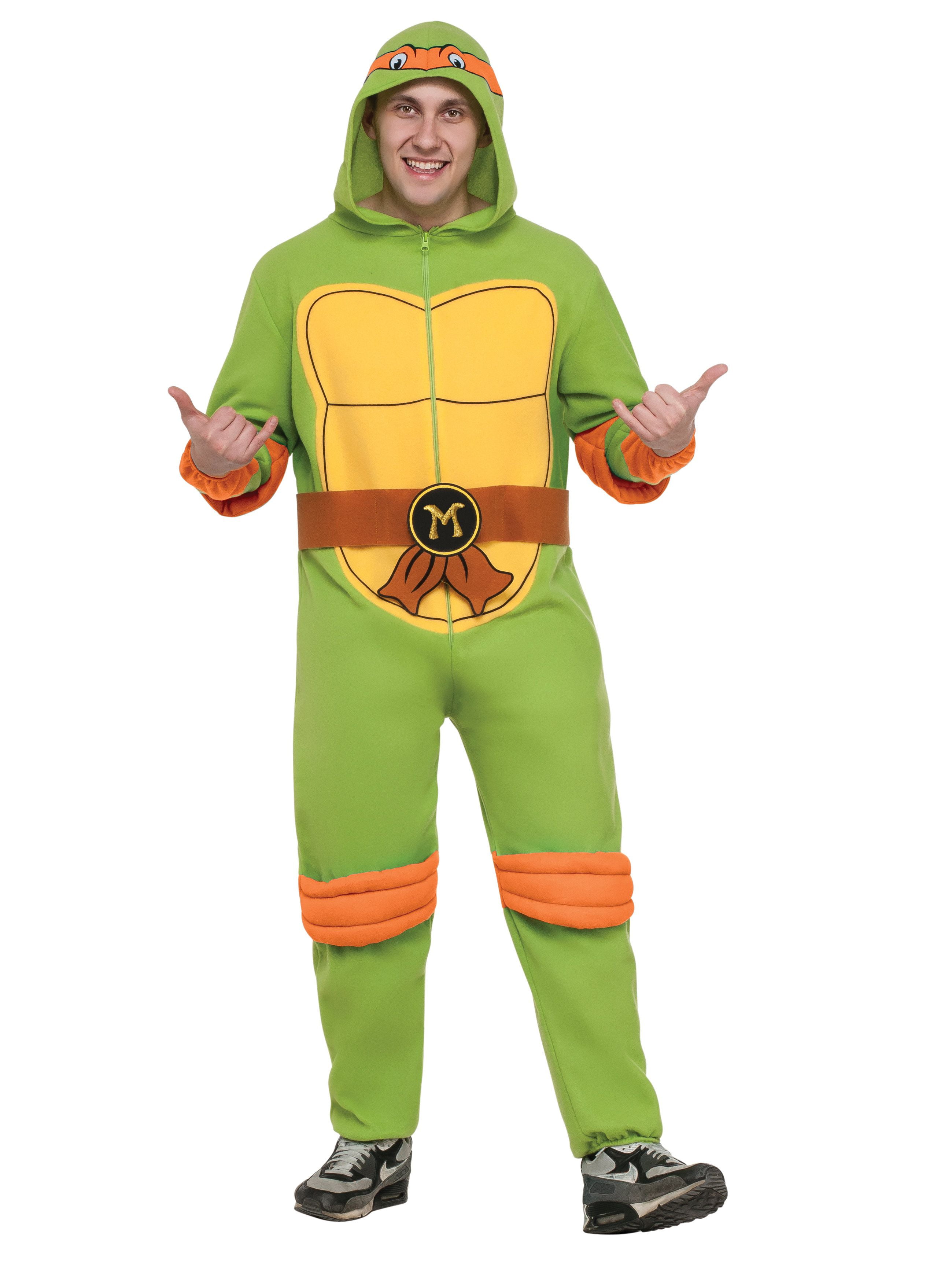Adult Raphael Teenage Mutant Ninja Turtle Hooded Fleece Jumpsuit Pajamas fnt