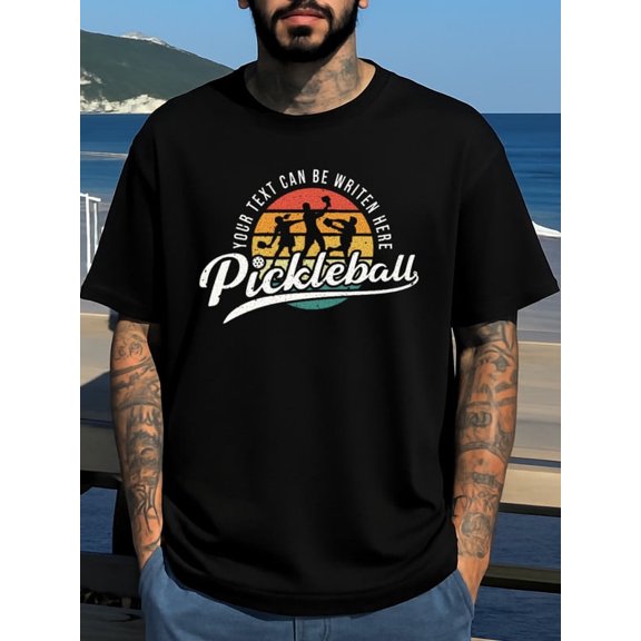 Greenink Pickleball Tee for men Exercise 180G 100% Cotton black basketball gym Casual Unisex Shirt Graphic Tee tshirts Vintage Unisex Shirt Crewneck tshirts