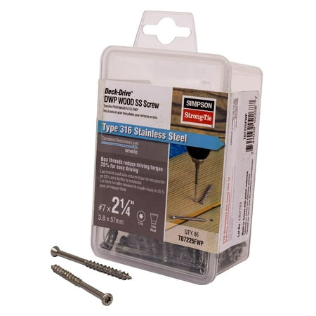 

7 x 2 1/4 Simpson Trim Head Deck-Drive DWP Wood 316 Stainless Steel (T15) - Box (86)