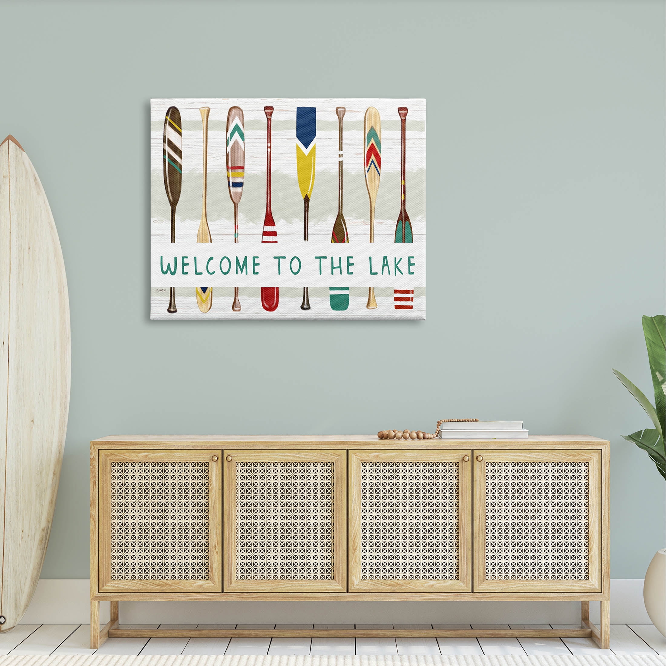 Stupell Industries Lake House Welcome Boat Paddles Graphic Art Gallery Wrapped Canvas Print Wall Art, Design by Elizabeth Tyndall