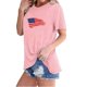 thumbnail image 2 of Camisetas de Manga Corta para las Mujeres Día de la Independencia Impresión Básica Camiseta de Verano, Cuello Redondo Casual Camiseta Blusa, 2 of 4