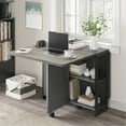thumbnail image 2 of Folding Drop Leaf Dining Table with 2-Tier Storage, Extendable Rectangular Kitchen Table Set for 4, Space-Saving Collapsible Expandable Furniture for Dining Room, Kitchen & Office Grey, 2 of 6