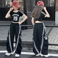 thumbnail image 3 of WOYY Girls Trendy Wide Leg Jeans Jazz Street Baggy Cargo Denim Pants, Sizes 6-7, 3 of 3