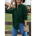 thumbnail image 3 of Women Corduroy Shirts  Shacket Casual Button Down Long Sleeve Oversized Tops Plus Size, 3 of 5