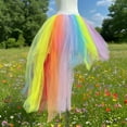thumbnail image 6 of Bibifish Womens Tulle Skirts High-Low Hem Colorful Layered Tutu Skirts High Waist A Line Elastic Waist Puff Tulle Rainbow Party Fluffy Skirts, 6 of 7