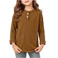 thumbnail image 3 of Loopsun Kids Boys Girls Long Sleeve Shirts 0-11 Years Solid Ribbed Round Neck Fall Layering Tops, 3 of 5