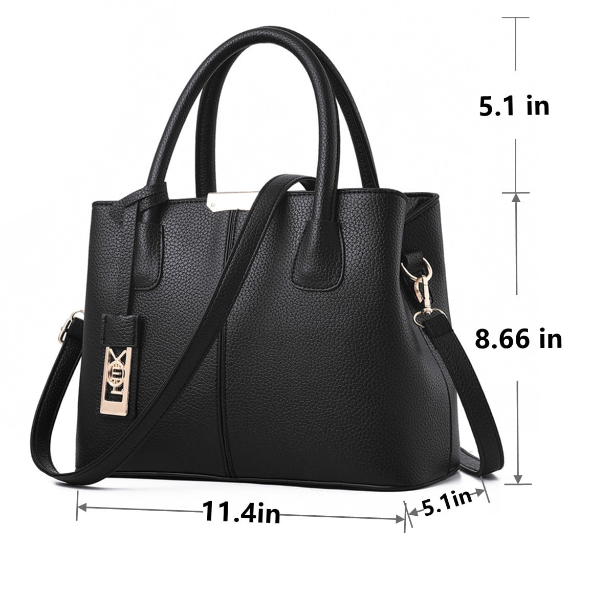 Kabuer Women's PU Leather Tote Handbag with Shoulder,Black