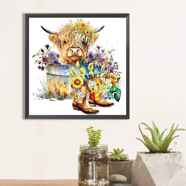 Cuadros Decorativos Pintura de diamante 5D DIY botas de taladro redondas completas Yak decoración del hogar arte artesanal DQrwqpou embutido en tela