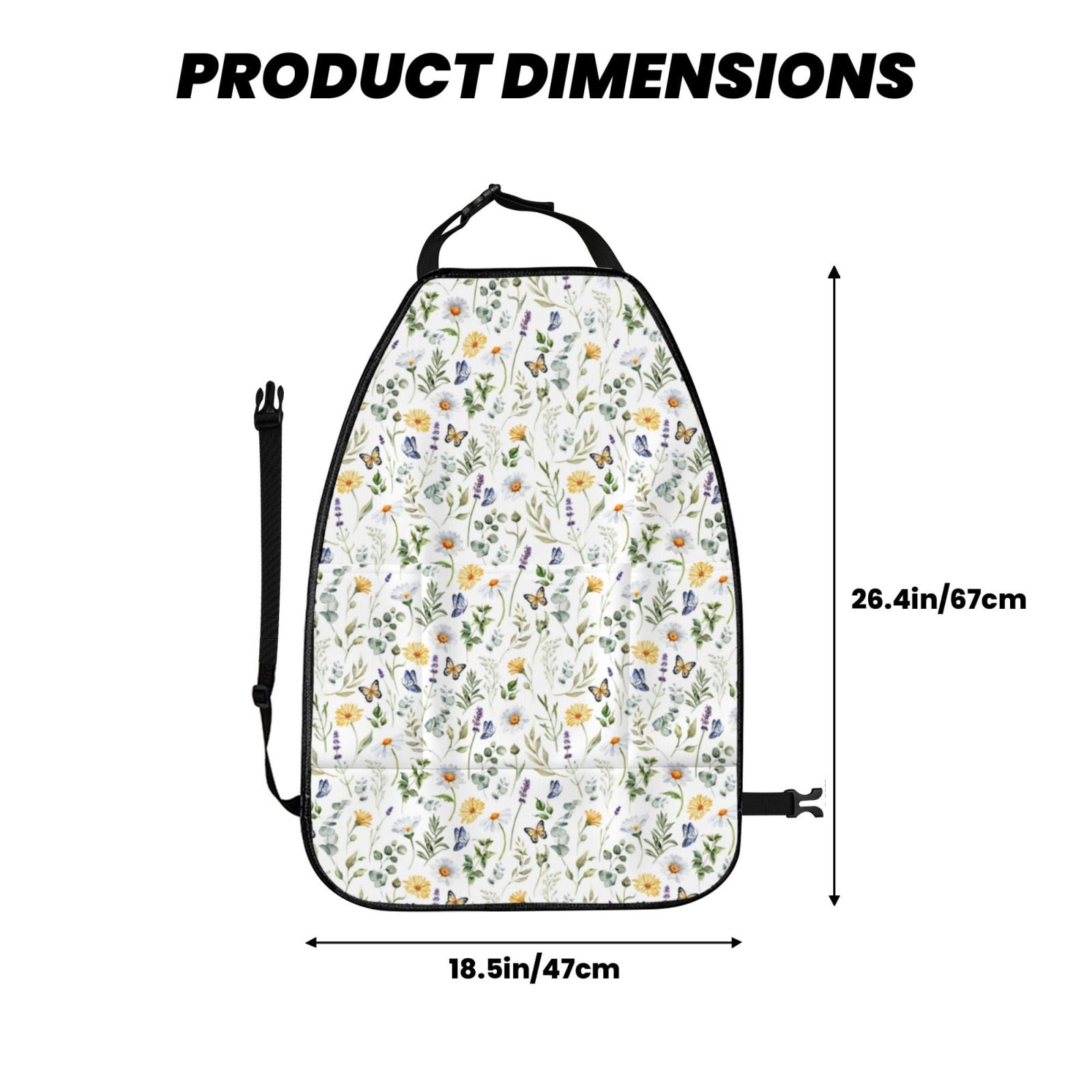 Xecao Watercolor Wildflower 2 Pattern Car Seat Back Protector 2 Pack Large Capacity Pocket, Kick Mats Back Seat Protector
